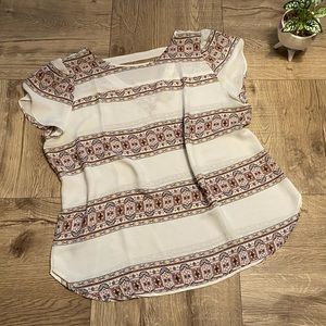 LOFT Sheer Top with Aztec-Inspired Design